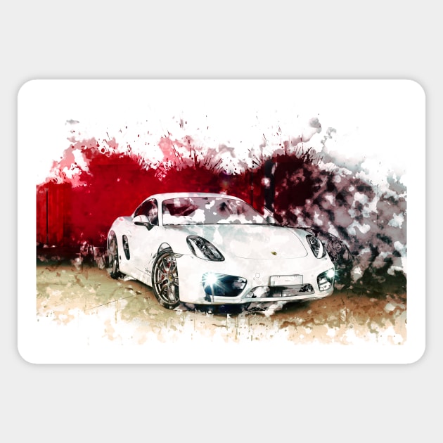 Cayman Porsche - Watercolour Sticker by Rendagarth_Design_Company